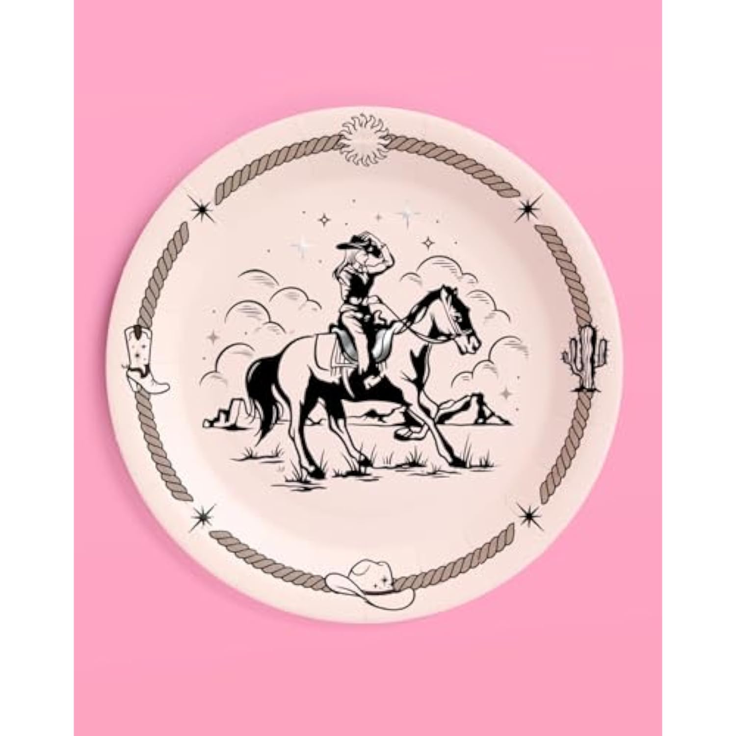 Party Western Paper Plates 24Pcs 9" Rodeo Cowgirl Cowboy Birthday Tableware