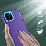 Phone Case For Iphone 15 Case With Hd Screen Protector, Heavy Duty Shockproof & Dustproof & Dropproof 3-Layer Cover Phone Case For Iphone 15 (6.1'') (Purpleskyblue)