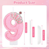 Pink Birthday Candle Crown Number 9 Candles Cake Candle,Pink Birthday Cake Topper Cupcake Decorations Party Decor For Girls And Women Anniversary Celebrations Supplies Favors