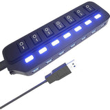 Usb Hub 3.0, 7 Port Usb Hub Splitter With Individual On/Off Led Switches, 5Gbp