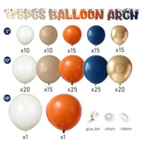 176pcs Fall Balloon Arch Kit Navy Blue Gold Orange White Garland for Party Decorations