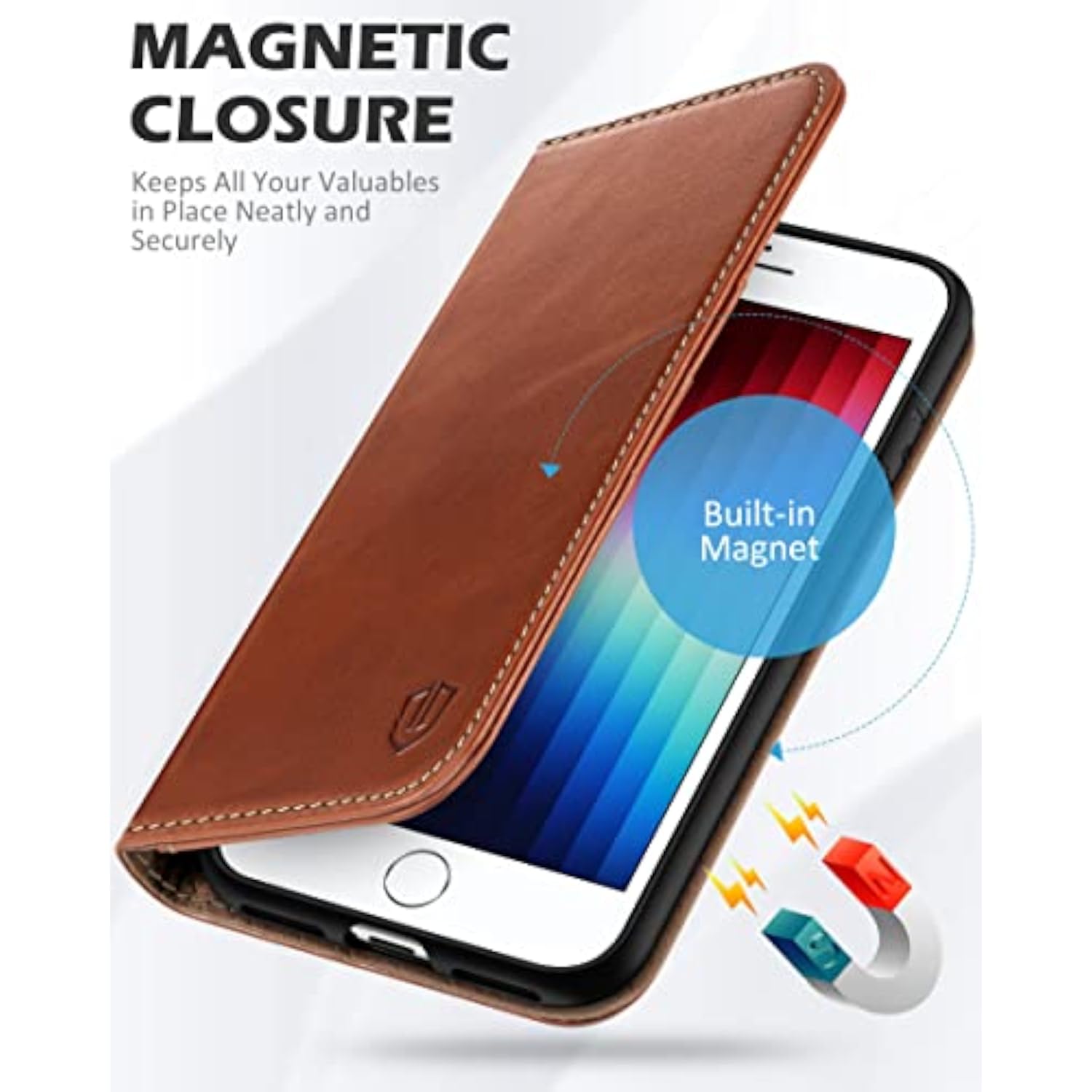SHIELDON Genuine Leather Case Wallet for iPhone SE 2022/2020, Retro Brown, Compatible with iPhone SE 3/SE 2/8/7, iPhone 13 Pro Max 5G, iPhone 13 Pro 5G, iPhone 14 Pro Max 5G, iPhone 14 Pro 5G