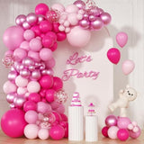 147pcs Pink Balloon Garland Kit with Metallic, Confetti Balloons for Wedding & Baby Shower