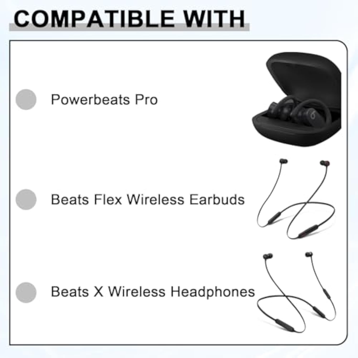 4 Pairs Replacement Eartips For Powerbeats Pro Earbuds With Cleaning Pen, Replacement Silicone Ear Tips Set - Small, Medium, Large And Double Flange, Anti-Slip Replacement Accessories (Black)