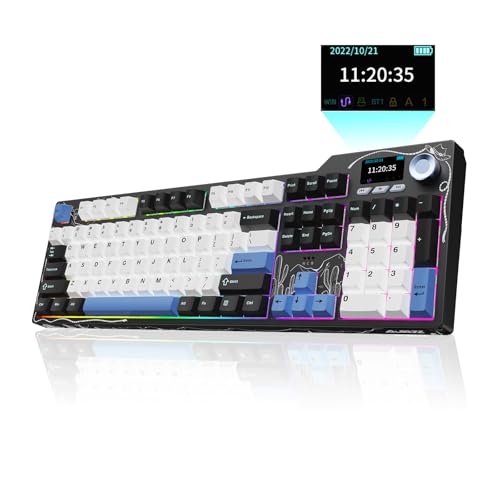 Ajazz Ak35I V4 Customizable Wireless Gaming Mechanical Keyboard, Wired/Wireless 2.4G/Bt, Gasket Structure, 10000Mah Battery, Full-Color Rgb, 1.14-Inch Color Screen, Knob, Multi-Function Keys.
