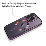 Ook Magnetic Case Made For Iphone 14 Pro Max (6.7 Inch) [Built-In Camera Lens Protector] [Compatible With Magsafe] Soft Tpu Anti-Scratch Shockproof Protective Slim Clear Case For Women Men - Purple