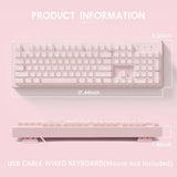 Pink Keyboard with 7-Colors LED Backlit, 104 Keys Silent Creamy Wired USB Keyboard, Double Shot Keycaps Light Up Keyboard for Computer, Mac, Laptop