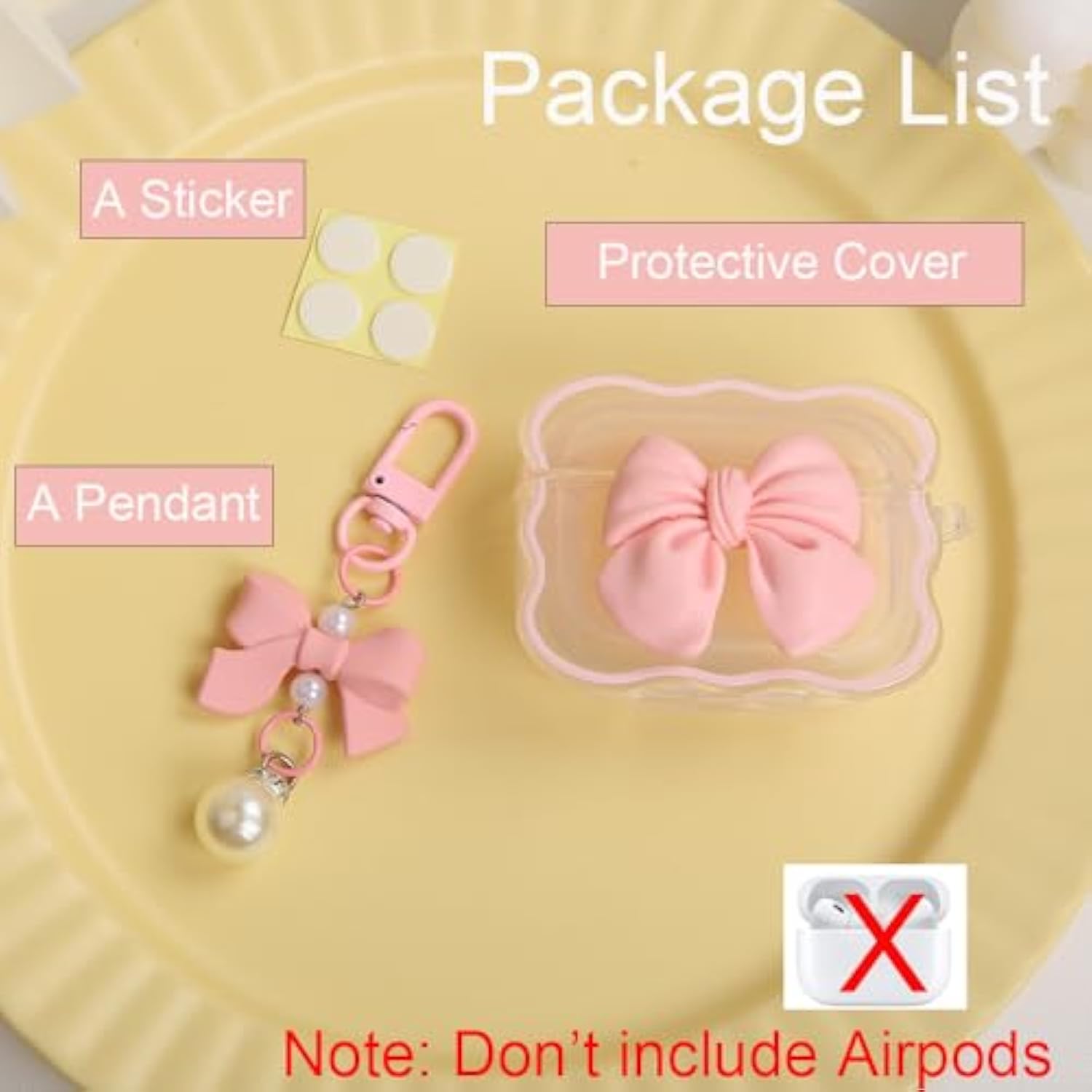 Compatible With Apple Airpods Pro 2 Generation 2022 Case Cover, Cute 3D Bow Tie Design Shockproof Soft Clear Tpu Kawaii Airpods Pro2 Protector With Keychain For Women Girls, Bow Pink