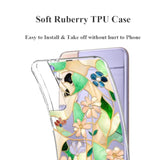 Case Compatible With Galaxy S21 Case Clear With Design Soft Tpu Shock Absorption Slim Embossed Pattern Protective Back Cover (Stained Glass Flower)