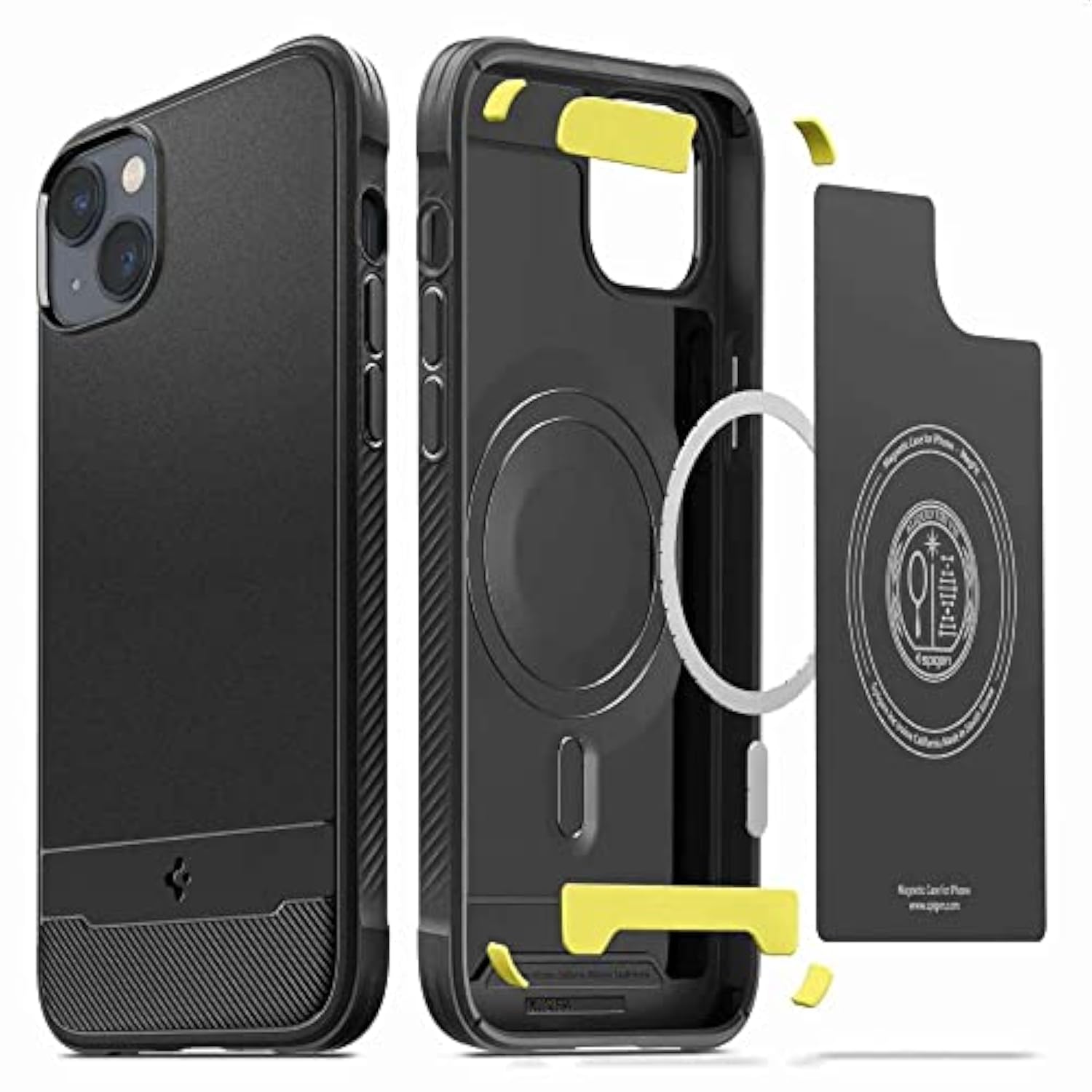 Spigen Rugged Armor MagFit Designed for iPhone 14 Case (2022) [Military-Grade Protection] Compatible with MagSafe - Matte Black