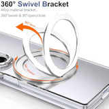 For Samsung Galaxy Z Fold 7 Case With Rotating Ring Stand, [Wireless Charging] Z Fold7 Magnetic Case With Screen Protector Camera Protector Slim Pc Kickstand Clear Cover For Z Fold 7 Silver