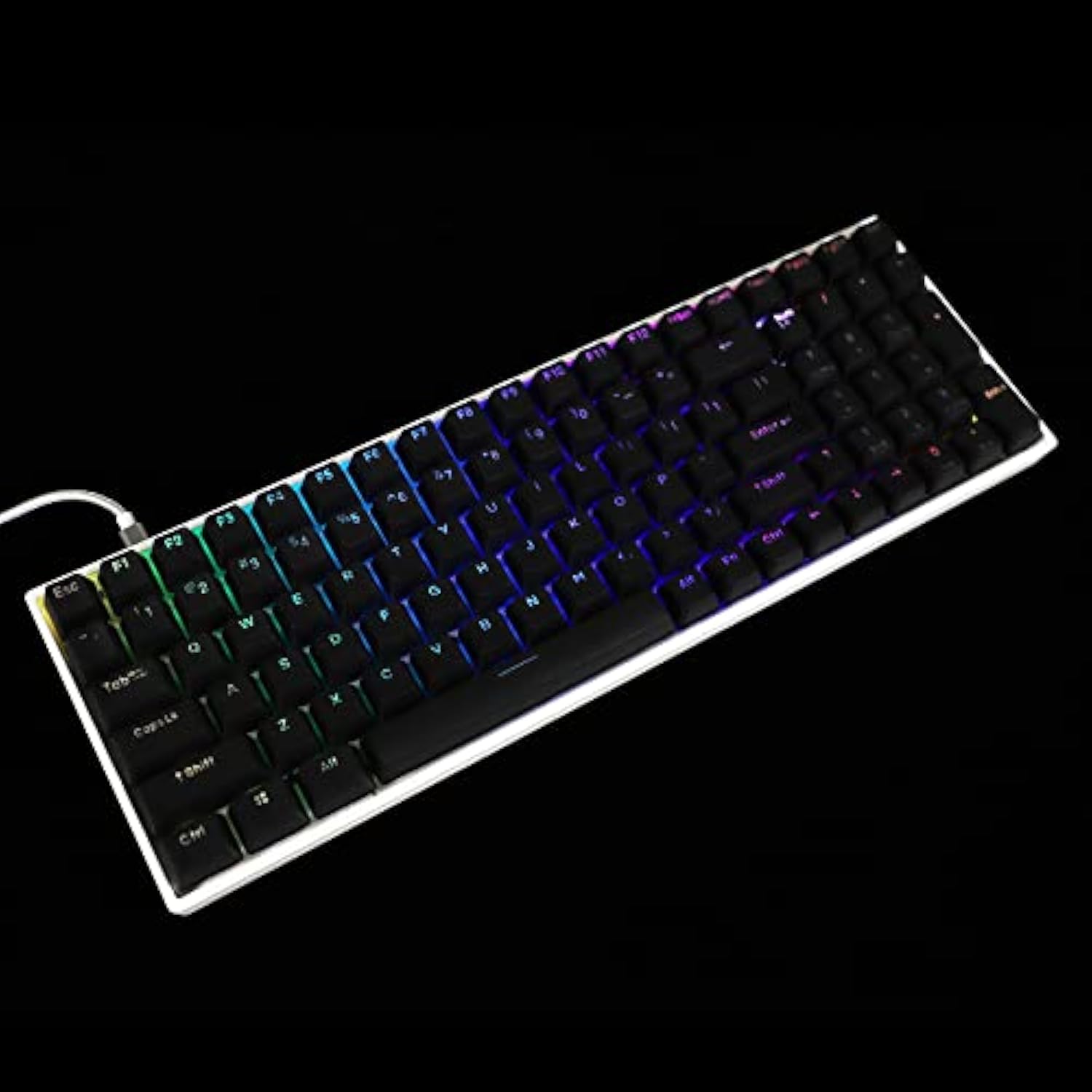 Double Shot 108 Dyed Pbt Shine Through Oem Profile Keycap Rainbow Carbon Sunse