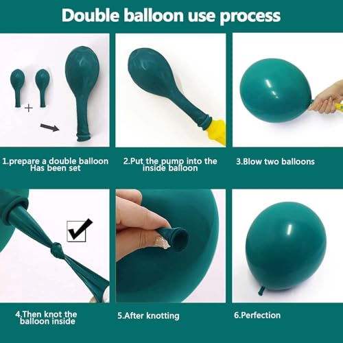 Teal Balloon Garland Arch Kit Double Stuffed, Dark Turquoise Teal-Green Aqua Balloon Different Sizes 18/12/5 Inch for Baby Shower Birthday Wedding Bridal Summer New Year Party Decoration