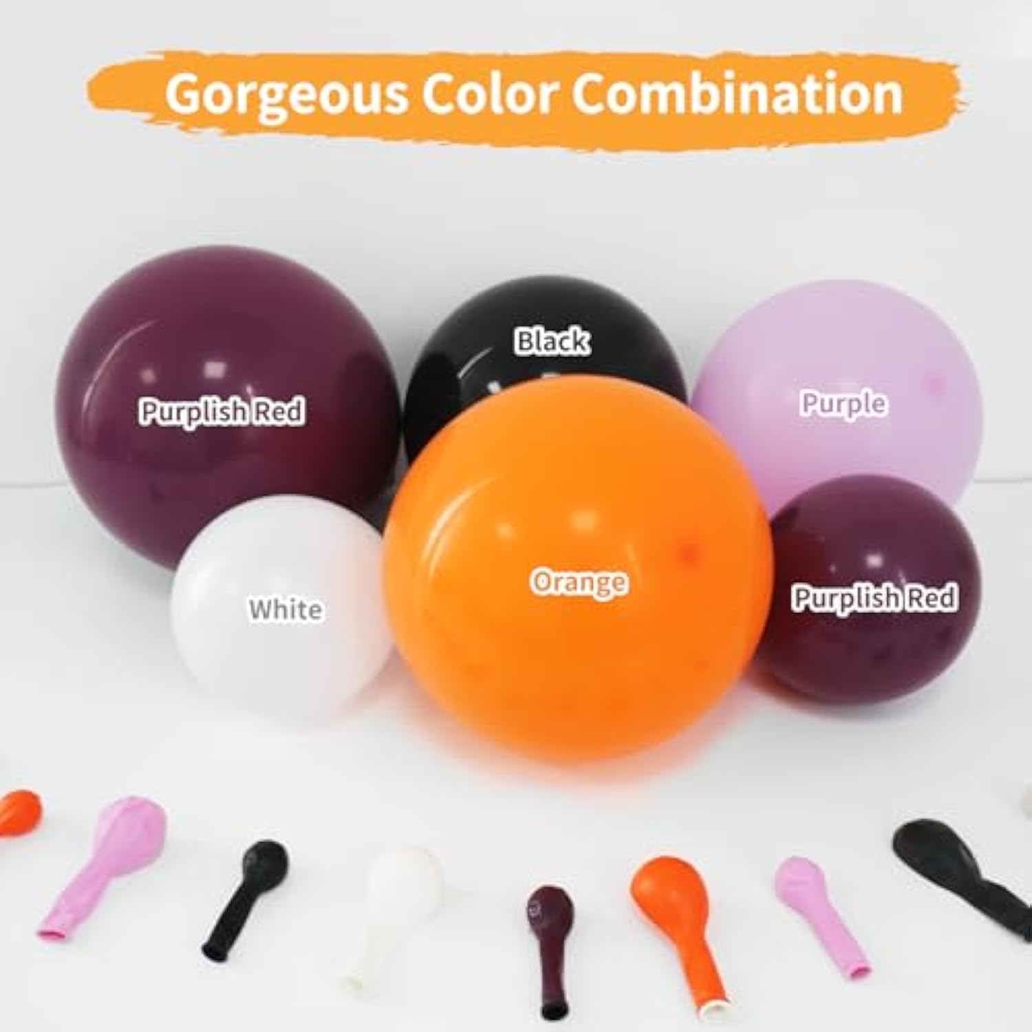Boho Halloween Balloon Arch Kit: Orange, Red, Purple, Black & White