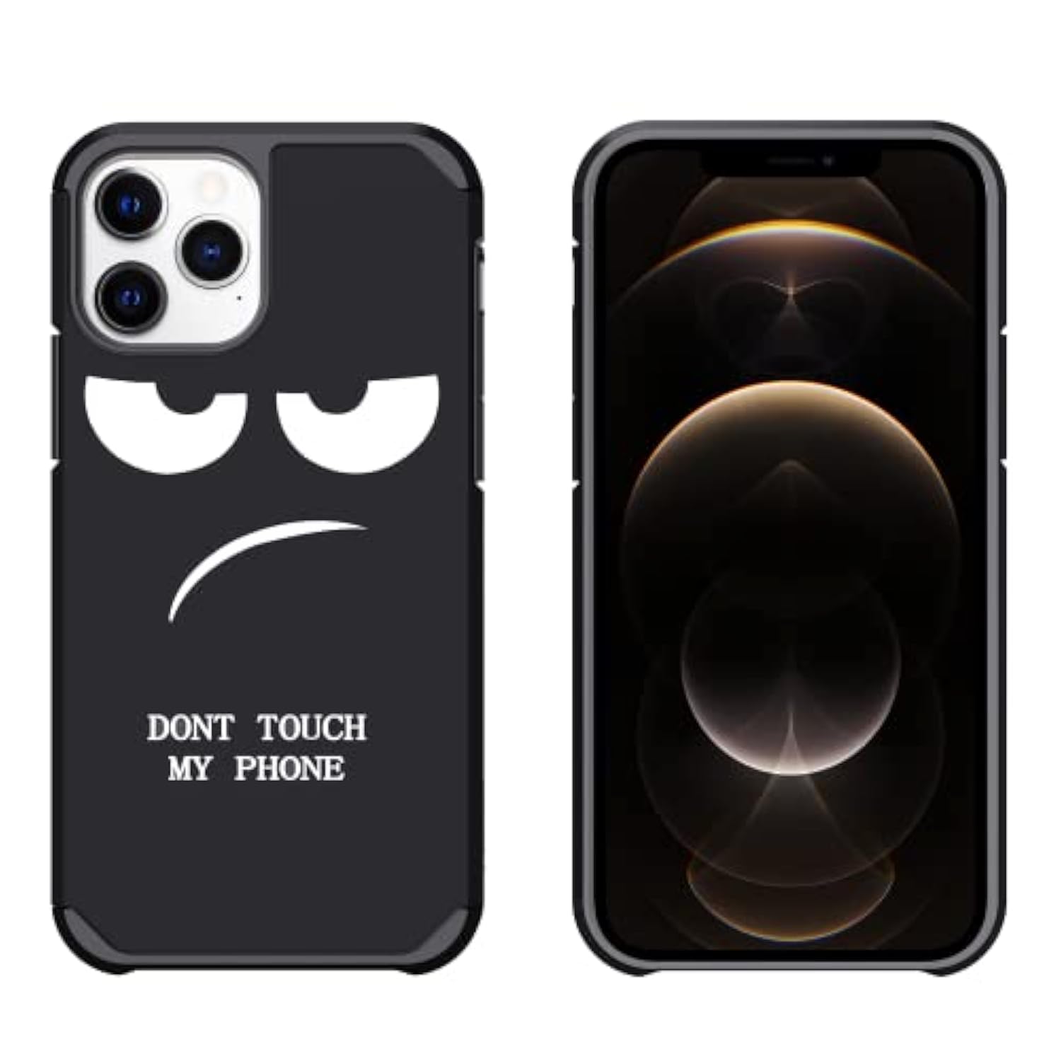 For Iphone 12/12 Pro Case, Cute [Don'T Touch My Phone] Shockproof Dual Layer Protective Silicone Plastic Cover For Girls Women Boys Men Phone Case (Iphone 12 / Iphone 12 Pro 6.1-Inch)