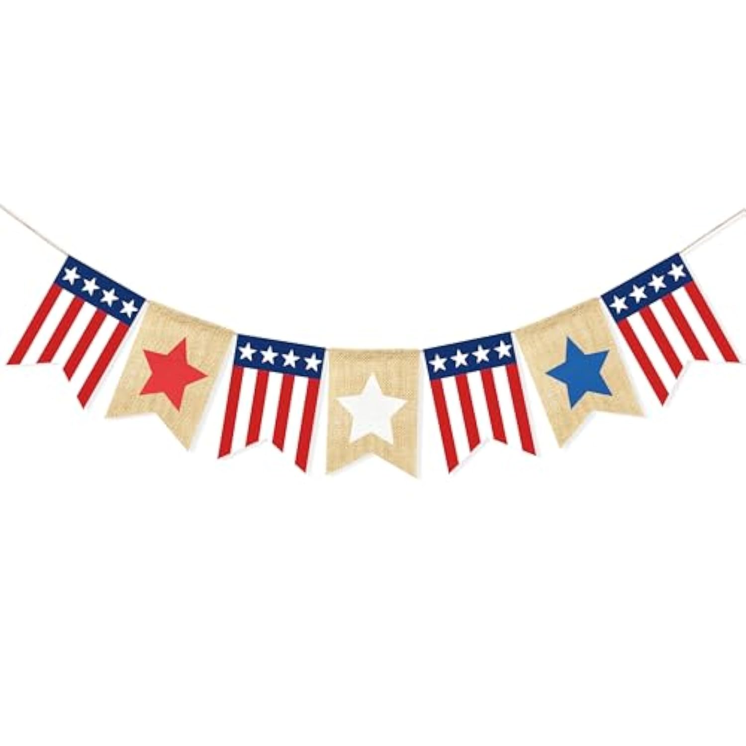 Red White And Blue Star Banner 4Th Of July Decorations, American Independence Day Stripe Bunting Usa Flag Garland Patriotic Decorations Parade Floats Party Decor