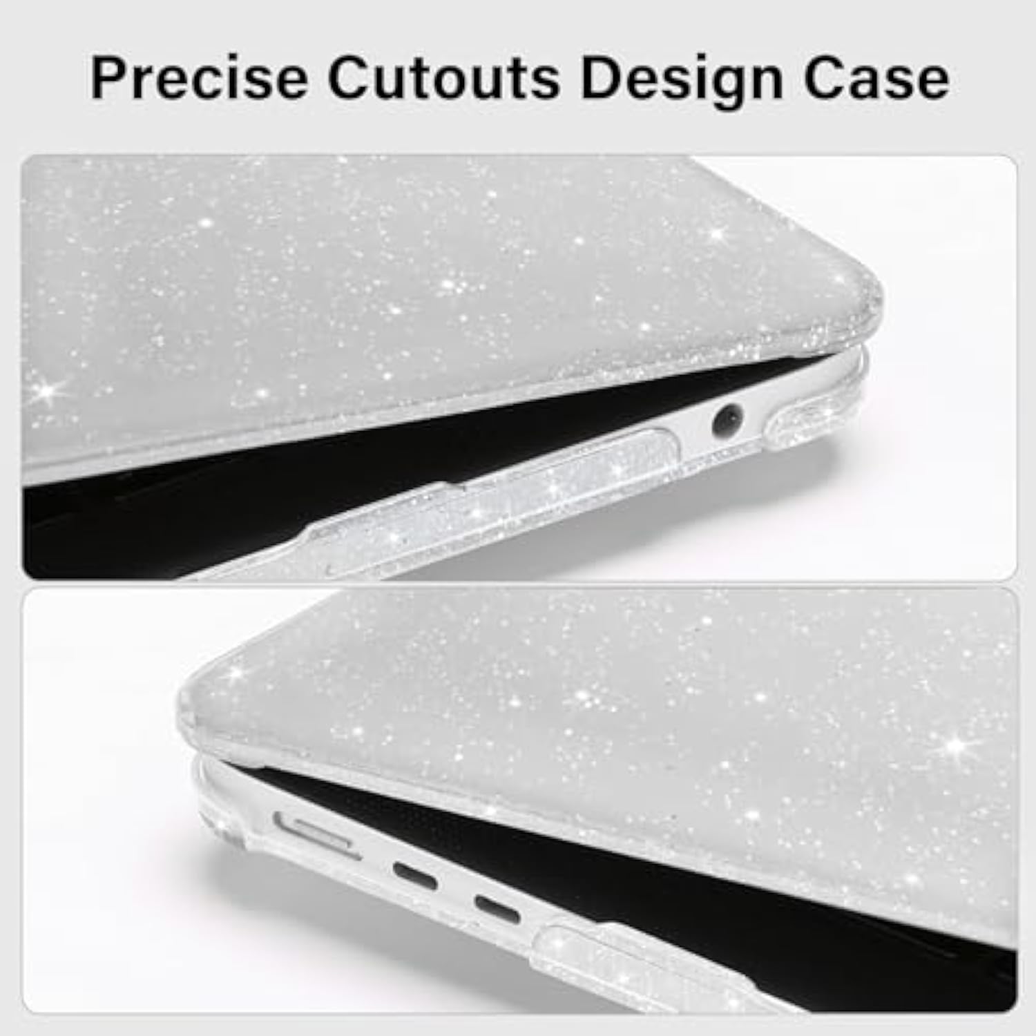 MOSISO Compatible with MacBook Air 15 inch Case 2025 2024 2023 Release M4 A3241 M3 A3114 M2 A2941, Sparkly Glitter Plastic Hard Shell&Keyboard Cover&Screen Protector&Webcam Cover&Type C, Transparent