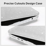 MOSISO Compatible with MacBook Air 15 inch Case 2025 2024 2023 Release M4 A3241 M3 A3114 M2 A2941, Sparkly Glitter Plastic Hard Shell&Keyboard Cover&Screen Protector&Webcam Cover&Type C, Transparent