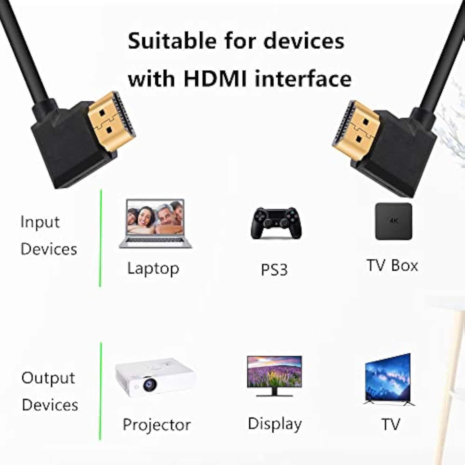 4K Hdmi Cable 1.4,90 Degrees Angle Hdmi Male To Male Cable 4K@30Hz,Gold-Plated
