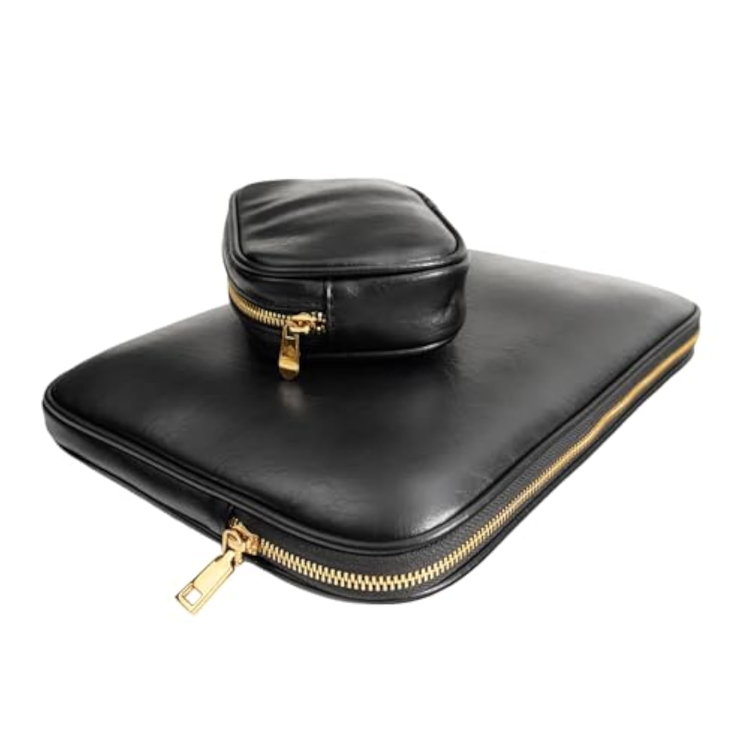 Pu Leather Padded Laptop Sleeve Bag 13Inch Compatible With 2024 Macbook Air 13.6 A3113 M3 A2681,New Macbook Pro 13 M2 A2686 With Charger Pouch Color Black