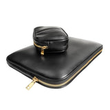 Pu Leather Padded Laptop Sleeve Bag 13Inch Compatible With 2024 Macbook Air 13.6 A3113 M3 A2681,New Macbook Pro 13 M2 A2686 With Charger Pouch Color Black