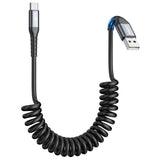 Coiled Usb A To Usb C Cable ?Recommended Stretch Length: 1.3-3.3Ft? Usb A To Usb C Andriod Auto & Carplay Cable For Iphone 16 15 Pro/Pro Max/Plus, For Samsung Galaxy S24 S23 S22 S20 S10-Grey