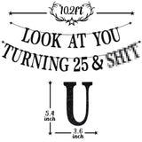 Black Glitter Look At You Turning 25 Banner Funny 25th Birthday Decorations