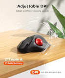 Ergonomic Wireless Trackball Mouse, 3 Device Connection (Bluetooth Or 2.4G Usb Receiver) Bluetooth Quiet Computer Mouse, 2*Aaa Battery Thumb Laptop Mice With 5 Level Dpi For Pc/Laptop/Mac/Windows Red