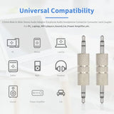 3.5Mm Male To Male Audio Adapter, Metal Silver 3 Pole 3.5Mm Stereo Jack Adapter Audio Headphone Jack Coupler Connectors - 2 Pack