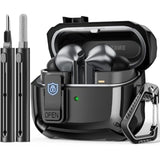 Compatible With Samsung Galaxy Buds 3 Case & Galaxy Buds 3 Pro Case,Full Body Shockproof Hard Shell Protection Design,With Secure Lock Clip & Cleaning Kit -Black