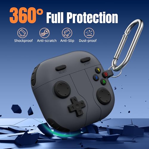 Game Case for AirPods 4 2024 Cover with Cleaner Kit, Keychain, Compatible with  Airpods 4 Case Covers, Cute Funny Shock-Proof Protective