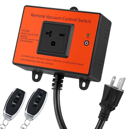 Automatic Remote Vacuum Switch, 220V Wireless Remote Control Dust Collector Starter Outlet Switch (Battery Included)