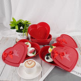 20 Pcs Valentine'S Day Birthday Wedding Party Heart Shape Containers With Red Bows,22Oz/650Ml Heart Shaped Box With Lid,Food Storage Containers For Valentine'S Day