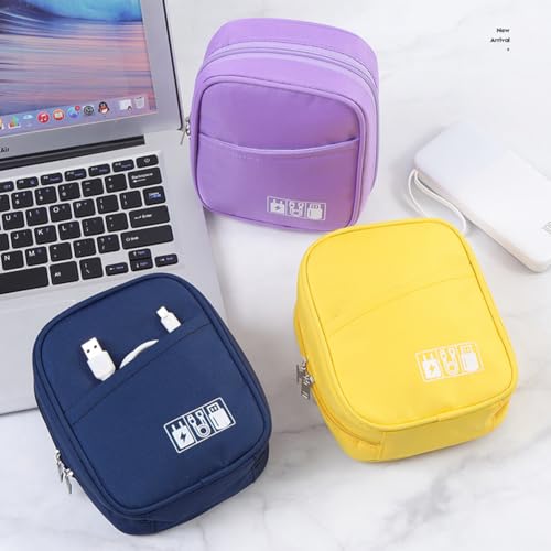 Storage Pouch For Small Electronics And Accessories,Tech Bag,Electronic Organizer Case Compatible With Macbook Laptop Charger,Mouse,Cables,Hub,Power Bank,Earphone,Toiletries Cosmetics (Purple)