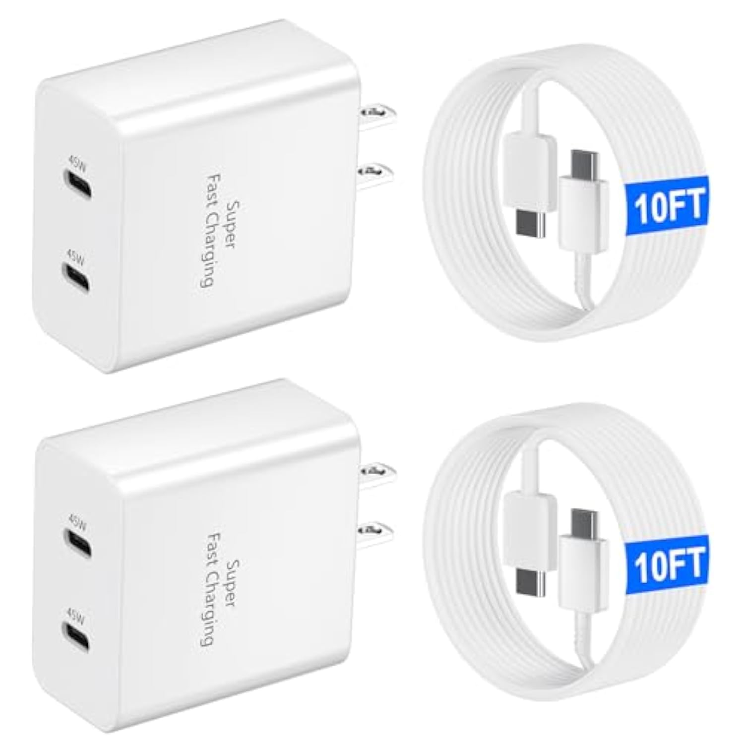 45W Usb-C Super Fast Charger With 10Ft Usb C Cable For Iphone 17 16 15 Pro Max/17 16 15 Pro/17 16 15/Air, 16 15 Plus, Samsung Galaxy S25 Ultra/S25+/S25/S24/S23 Ultra/S23+/S22 Ultra/S22+/S20 Ultra