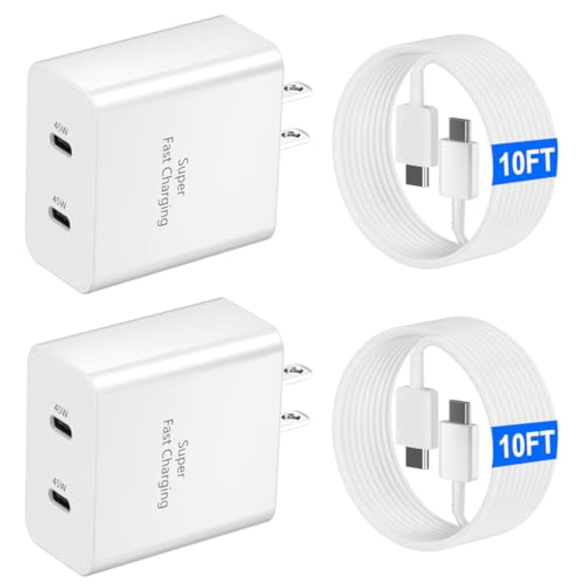 45W Usb-C Super Fast Charger With 10Ft Usb C Cable For Iphone 17 16 15 Pro Max/17 16 15 Pro/17 16 15/Air, 16 15 Plus, Samsung Galaxy S25 Ultra/S25+/S25/S24/S23 Ultra/S23+/S22 Ultra/S22+/S20 Ultra