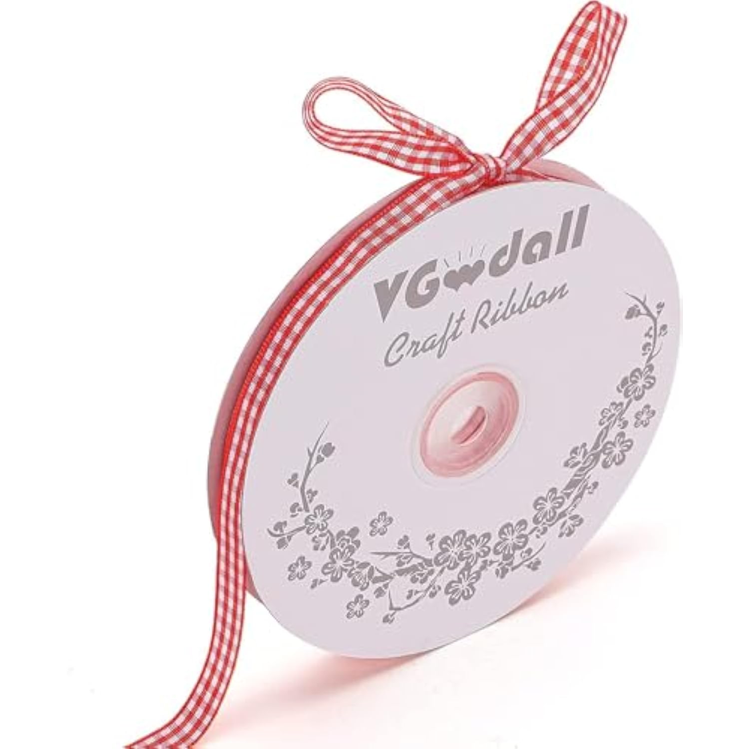 Red Gingham Ribbon, 3/8" X 50Yd Red And White Thin Crafts Ribbon Buffa