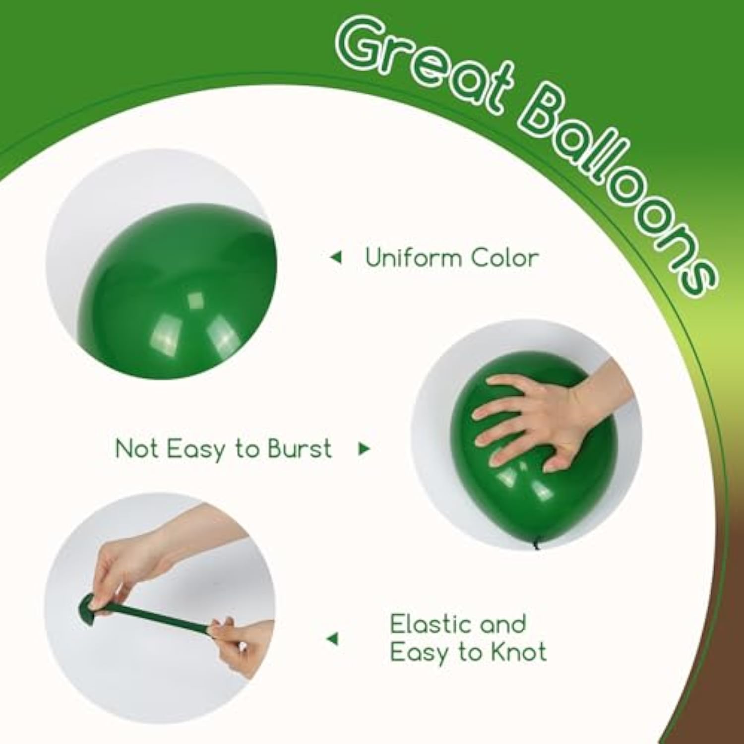 60 Pcs Jungle Theme Balloons Green, Brown & Lime for Baby Showers & Birthdays