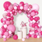 153 Pcs Pink Balloon Arch Garland Kit, Different Sizes 18 12 10 5 Inch Latex Metallic Confetti Hot Pink Balloons For Valentines Day Baby Shower Birthday Princess Wedding Party Decorations
