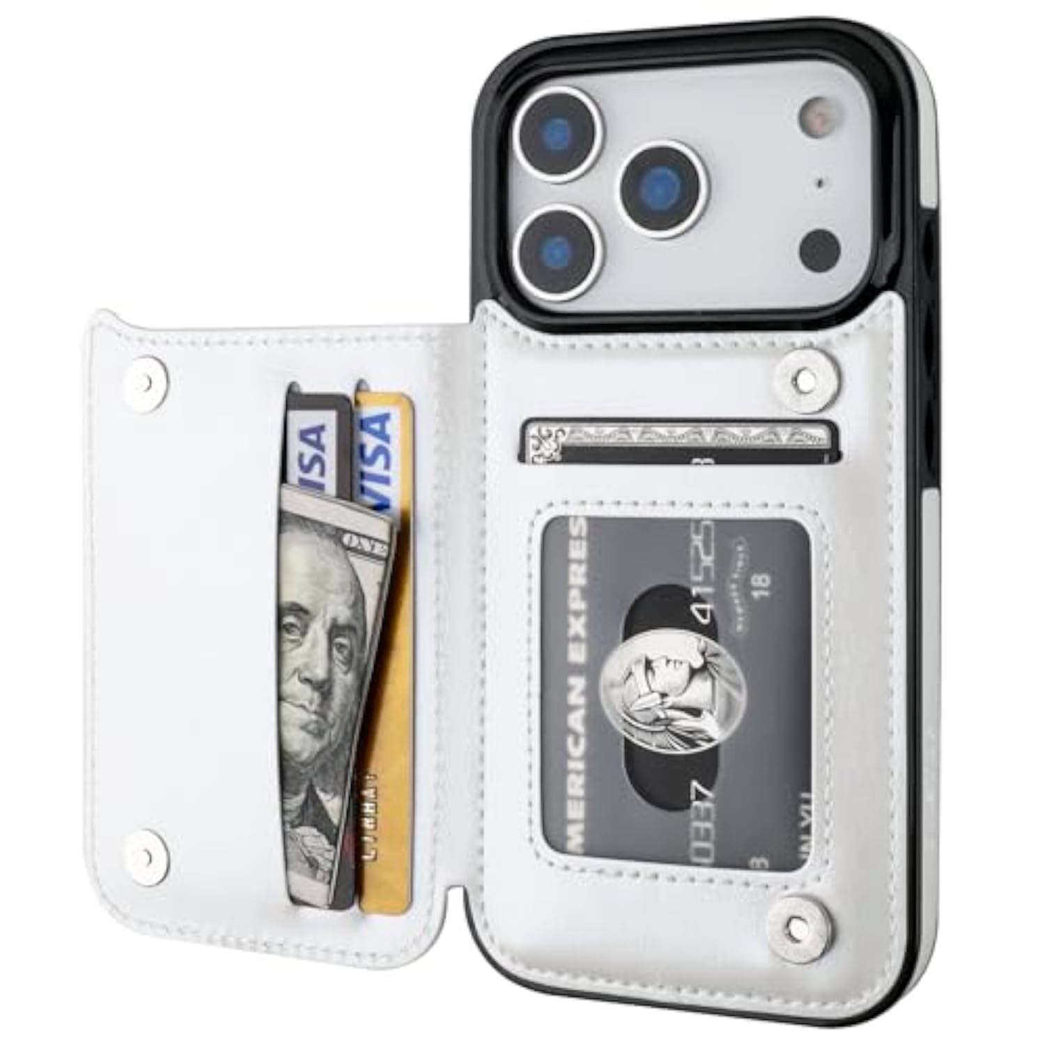 iPhone 17 Pro Wallet Case with Credit Card Holder - White
