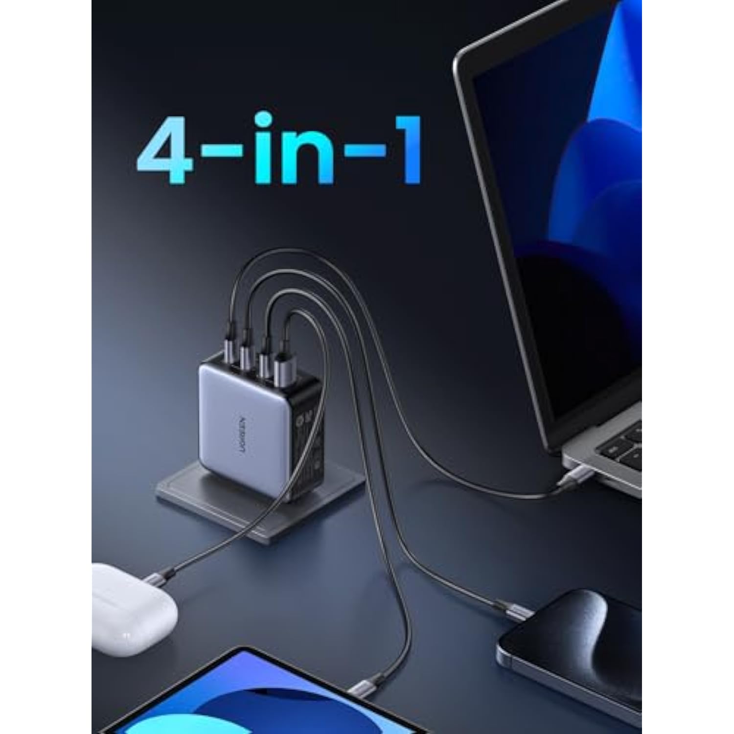 UGREEN Nexode X 160W GaN USB C Laptop Charger, 4-Port PD 3.1 Foldable Fast Charging Block for MacBook Pro, Dell XPS, iPhone 17/16/15 Series, Galaxy S25/S24, Pixel 10/9, iPad Pro, Steam Deck