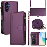 for  Galaxy A17 5g Phone Case 2026, with 1 Long Shoulder Strap, 1 Short Wrist Strap, 9 Card Slots, 1 Cash Pocket, Kistand, Wireless Charging,