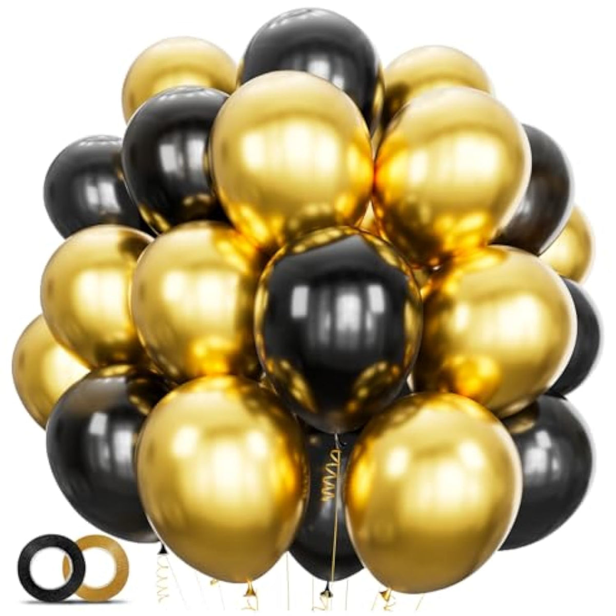 100Pcs Black Gold 12-Inch Metallic Latex Balloons for Party Decorations