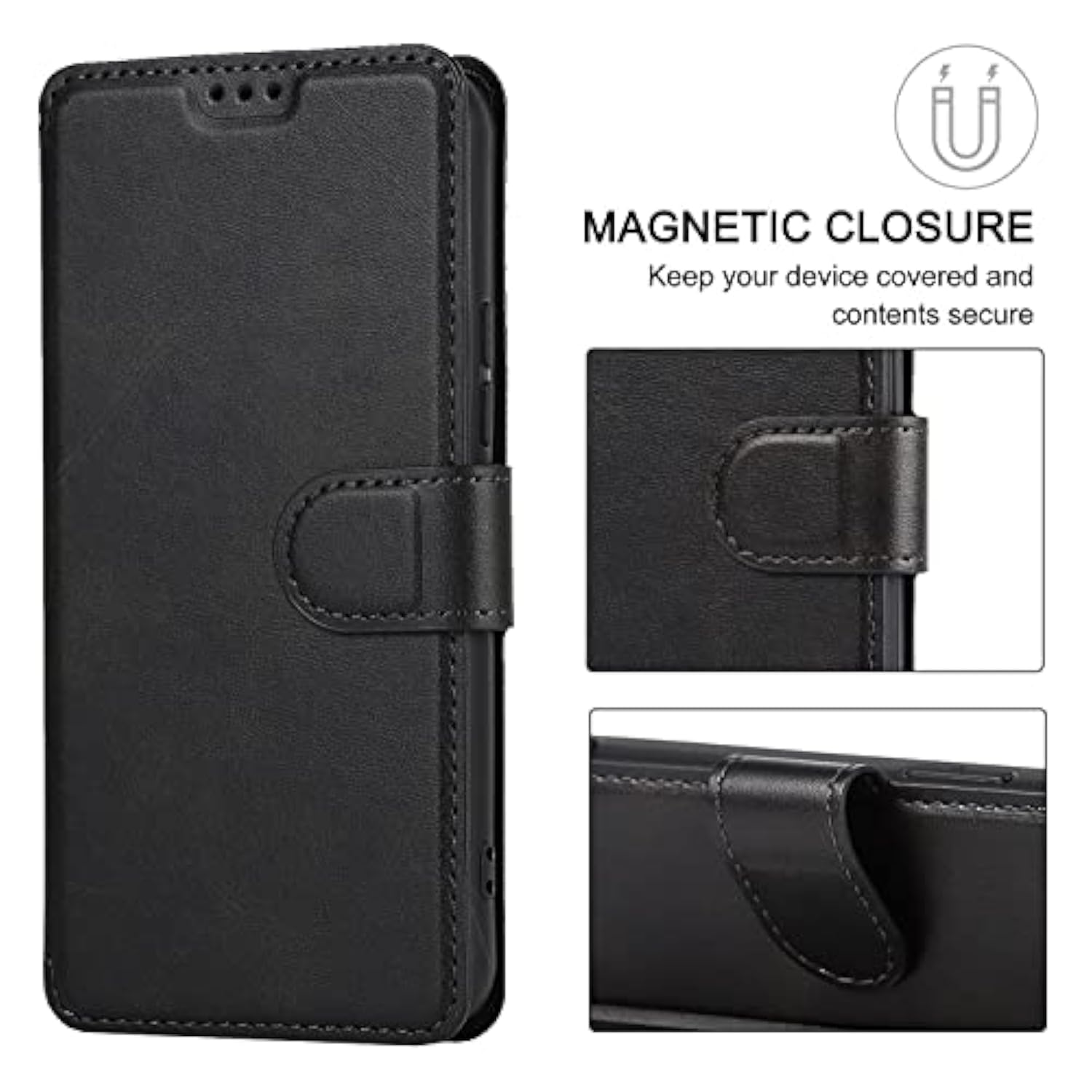 Case For Samsung Galaxy A16 4G/5G Premium Pu Leather Simple Wallet Case [Card Slots] [Kickstand] [Magnetic Closure] Shockproof Flip Cover For Samsung Galaxy A16 4G/5G - Black