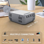Mini Projector With Wifi Portable Projector Support 1080P 170" Mini Hd Movie Projector, Outdoor Projector Compatible With Phone/ Tablet/ Laptop/ Tv Stick/ Ps4/ Hdmi/Usb Wifi Grey
