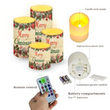 Merry Christmas Tree Battery Operated Flickering Candles With Timers Flameless Candles With Remote Outdoor Porch Led Lights For Winter Home Decorations