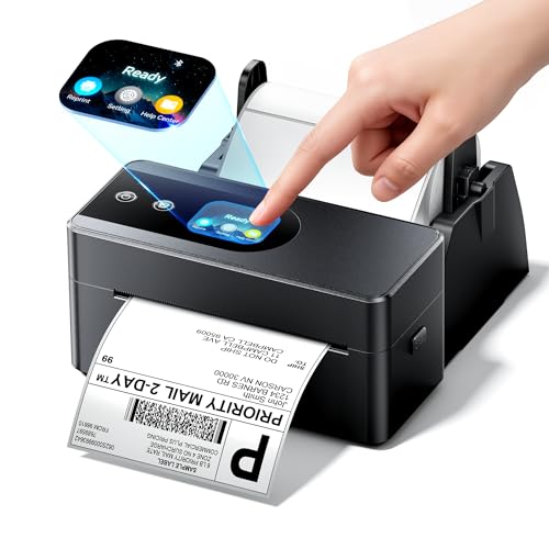 Thermal Label Printer Upgraded With Touchable Screen, Shipping Label Printer For Small Business, 4X6 Wireless Thermal Label Printers For Shipping Package, Compatible With , Shopify, Usps
