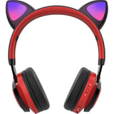 Ct-7 Cat Ear Bluetooth Headphones, Led Light Up Bluetooth Wireless Over Ear Headphones With Microphone And Volume Control For Travel/School/Smartphones/Laptop/Pc/Tv ?Red&Black?