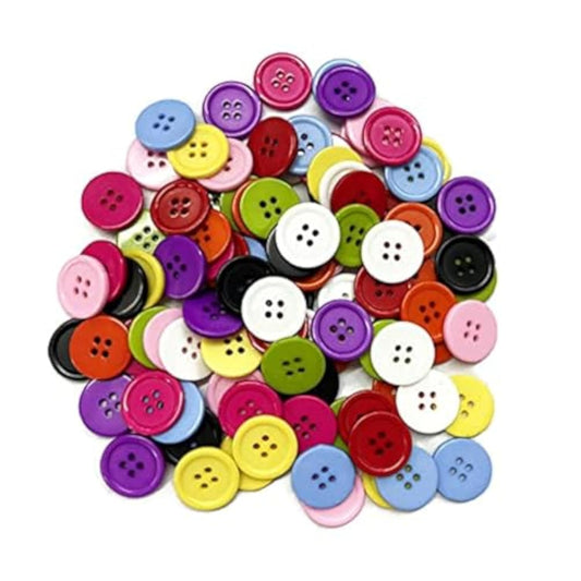 20 Mm Assorted Colored Buttons Pack Of 100 – 4-Hole Round Mixed Color