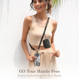 Clip And Go Leather Phone Strap With Zipper Pouch- Stylish Crossbody Adjustable Lanyard With Wallet For All Phones, Brown
